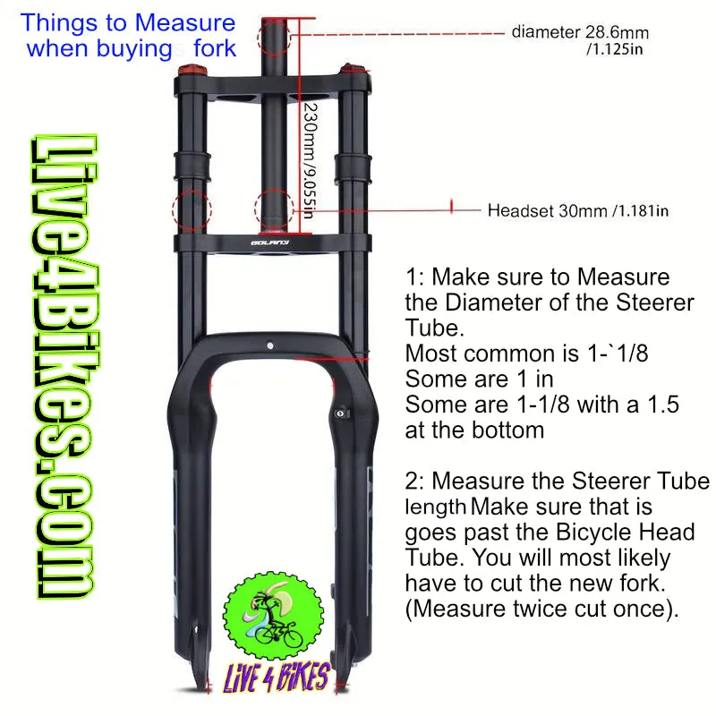 26 in Suspension alloy  Fork 1-1/8  Threadless MTB -Live4Bikes