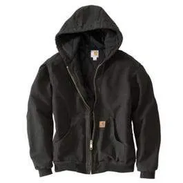 Active Quilted Flannel-Lined Jacket With Hood, Black, Medium