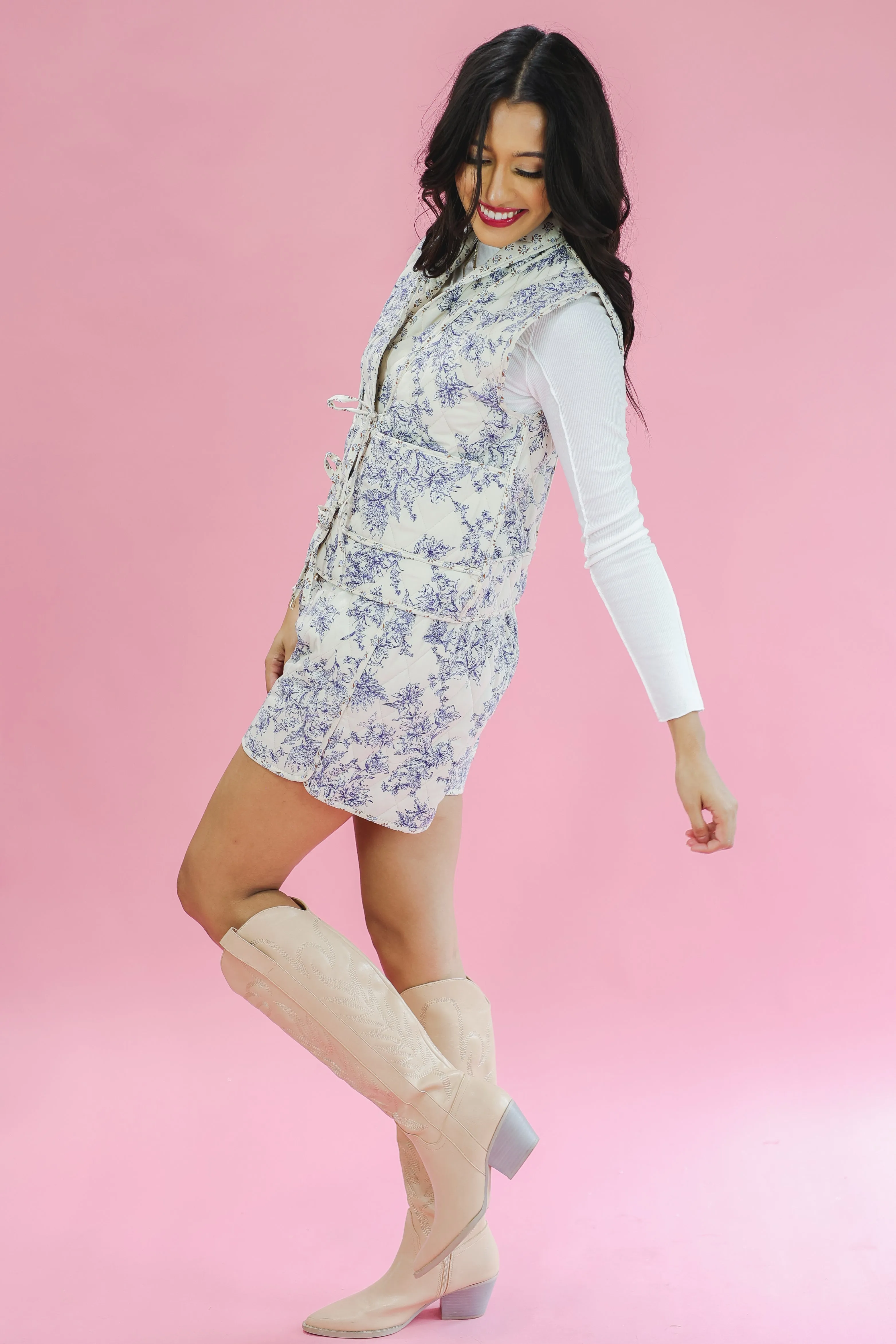 Cutie Quilted Vest In Ecru