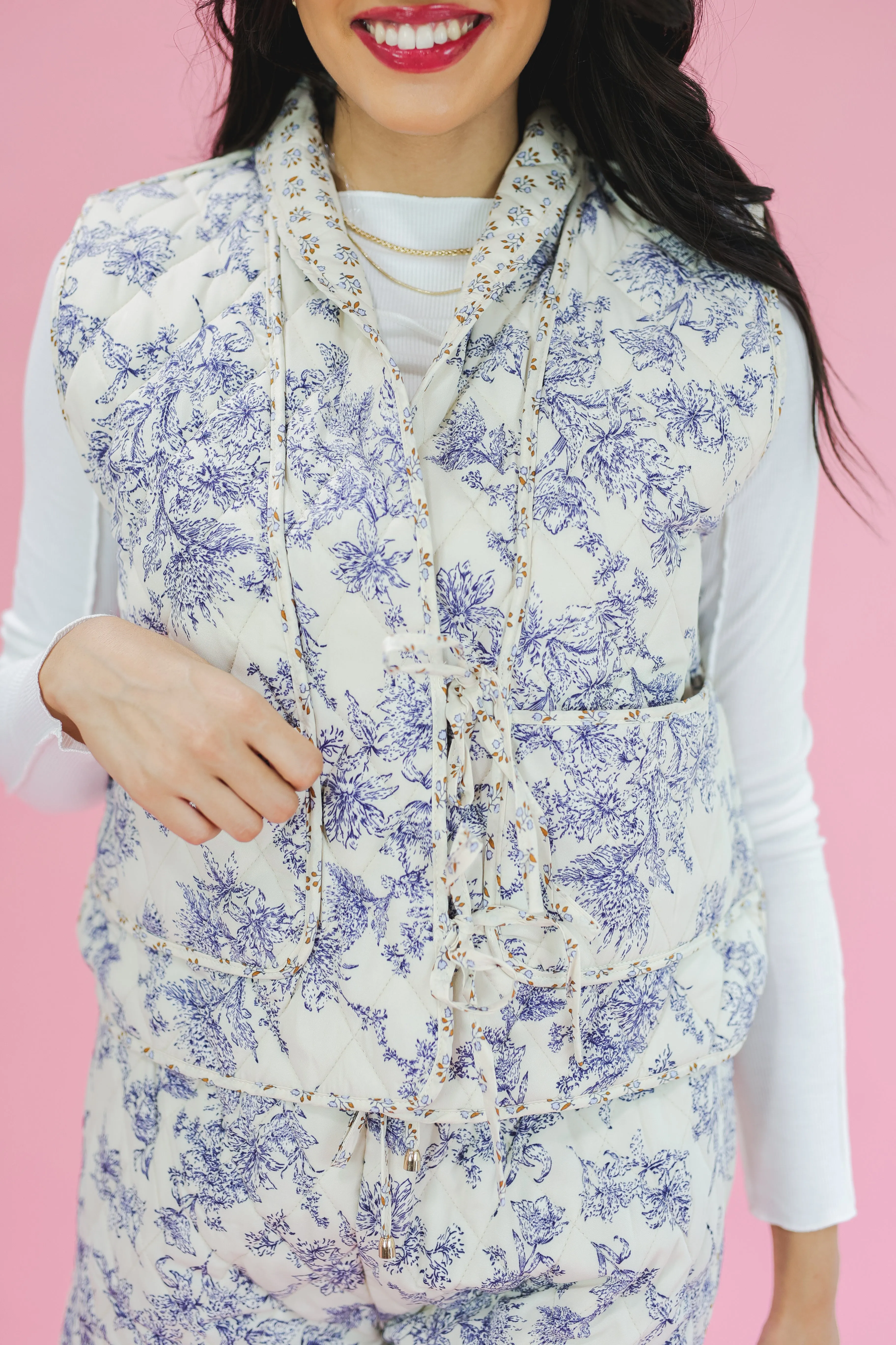Cutie Quilted Vest In Ecru
