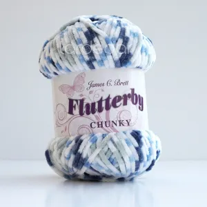 James C Brett Flutterby Chunky - B13 - Blue Spot - 100g  Chenille Plush