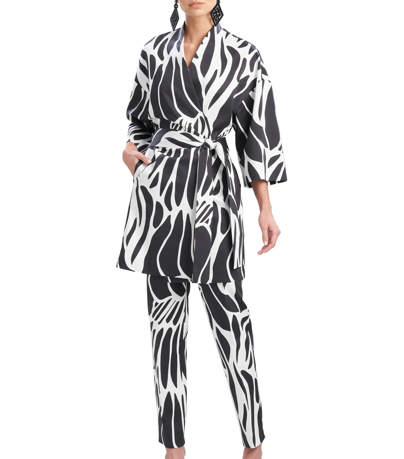Nagashi Printed Cotton Chino White/Black