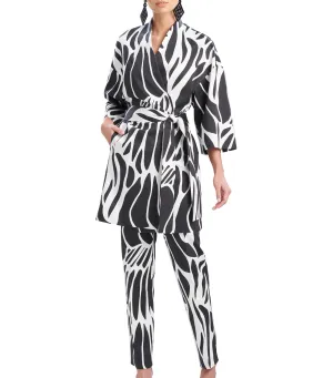 Nagashi Printed Cotton Chino White/Black