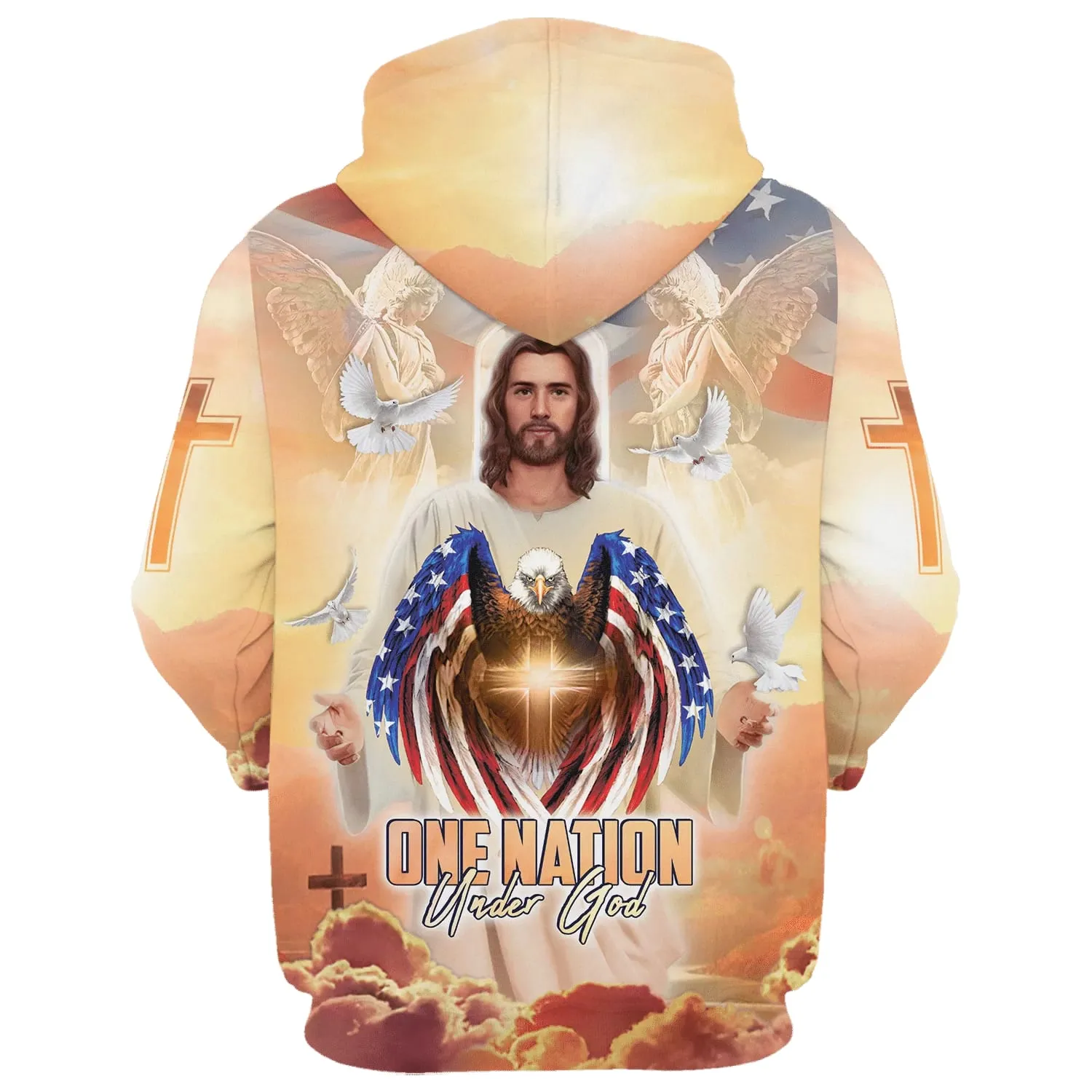 One Nation Under God Hoodie Jesus Dove And Angles Hoodies Jesus Hoodie Men & Women Christian Hoodie 3D Printed Hoodie