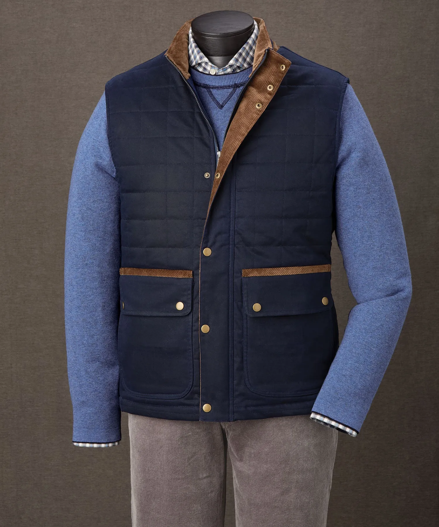 Westport Black Waxed Cotton Quilted Vest